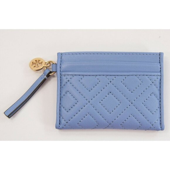 Tory Burch Fleming Larkspur Quilted Leather Card Coin Case Mini Key Wallet NWT - Picture 4 of 5